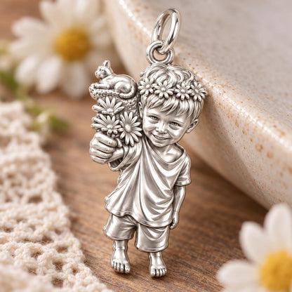 Sweetest Bloom Charm Bracelet – Personalized Mom Gift – macro detail of the charm