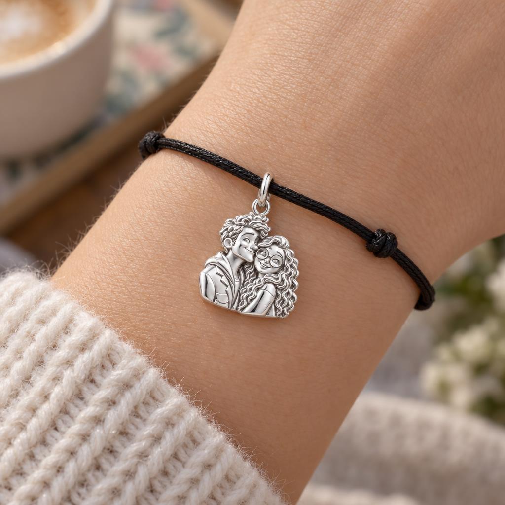 Sweetheart Cuddle Duo Charm and Polyester Cord Bracelet Set