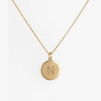 Soulyshine Personalized Initial Disc 14K Gold Vermeil Necklace