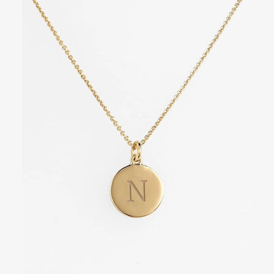 Soulyshine Personalized Initial Disc 14K Gold Vermeil Necklace