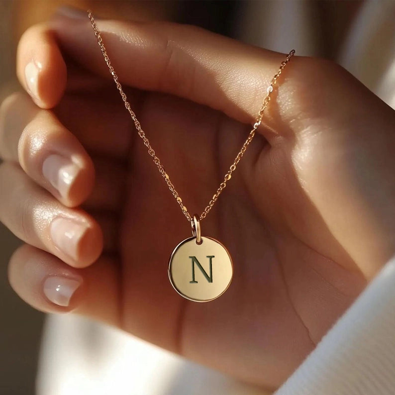 Soulyshine Personalized Initial Disc 14K Gold Vermeil Necklace