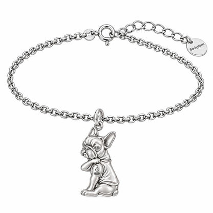 Tattooed Pup Devotion Charm Bracelet Set – silver, front view