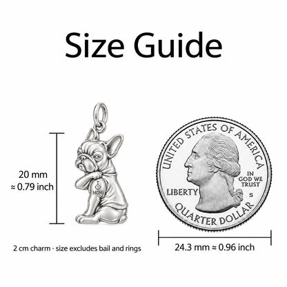 Tattooed Pup Devotion Charm Bracelet Set – size guide, 13 mm charm next to a quarter