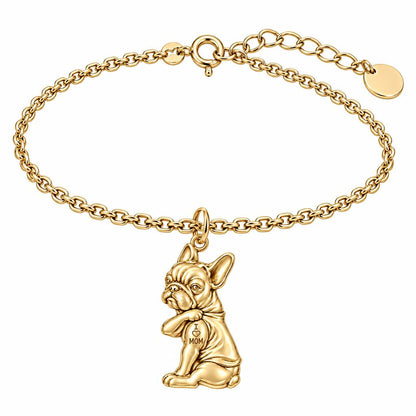 Tattooed Pup Devotion Charm Bracelet Set – 18K gold, front view
