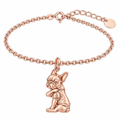 Tattooed Pup Devotion Charm Bracelet Set – rose gold, front view