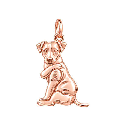 Tattooed Pup I Heart Mom Charm and Polyester Cord Bracelet Set