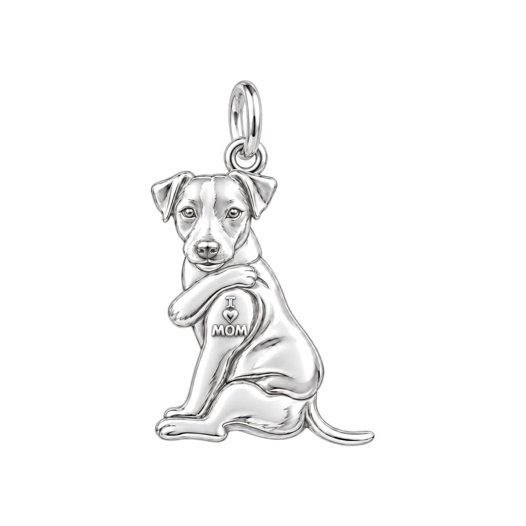 Tattooed Pup I Heart Mom Charm and Polyester Cord Bracelet Set
