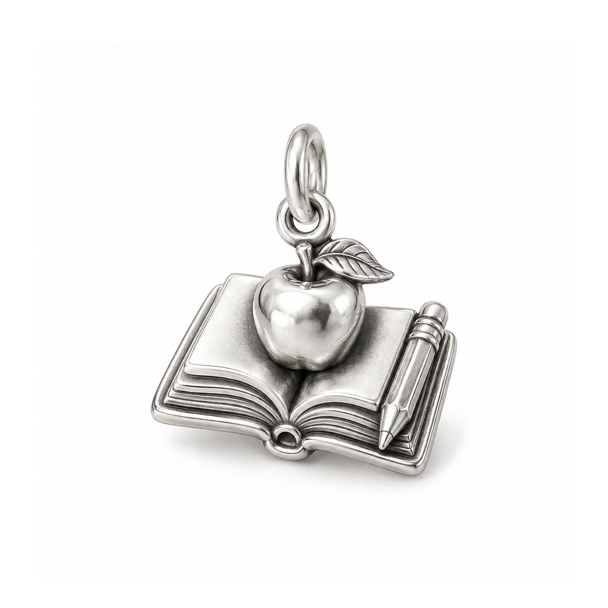 Teacher's Apple Charm — Silver | charm-topics-remaining-444-2026-09-14 | topic-259