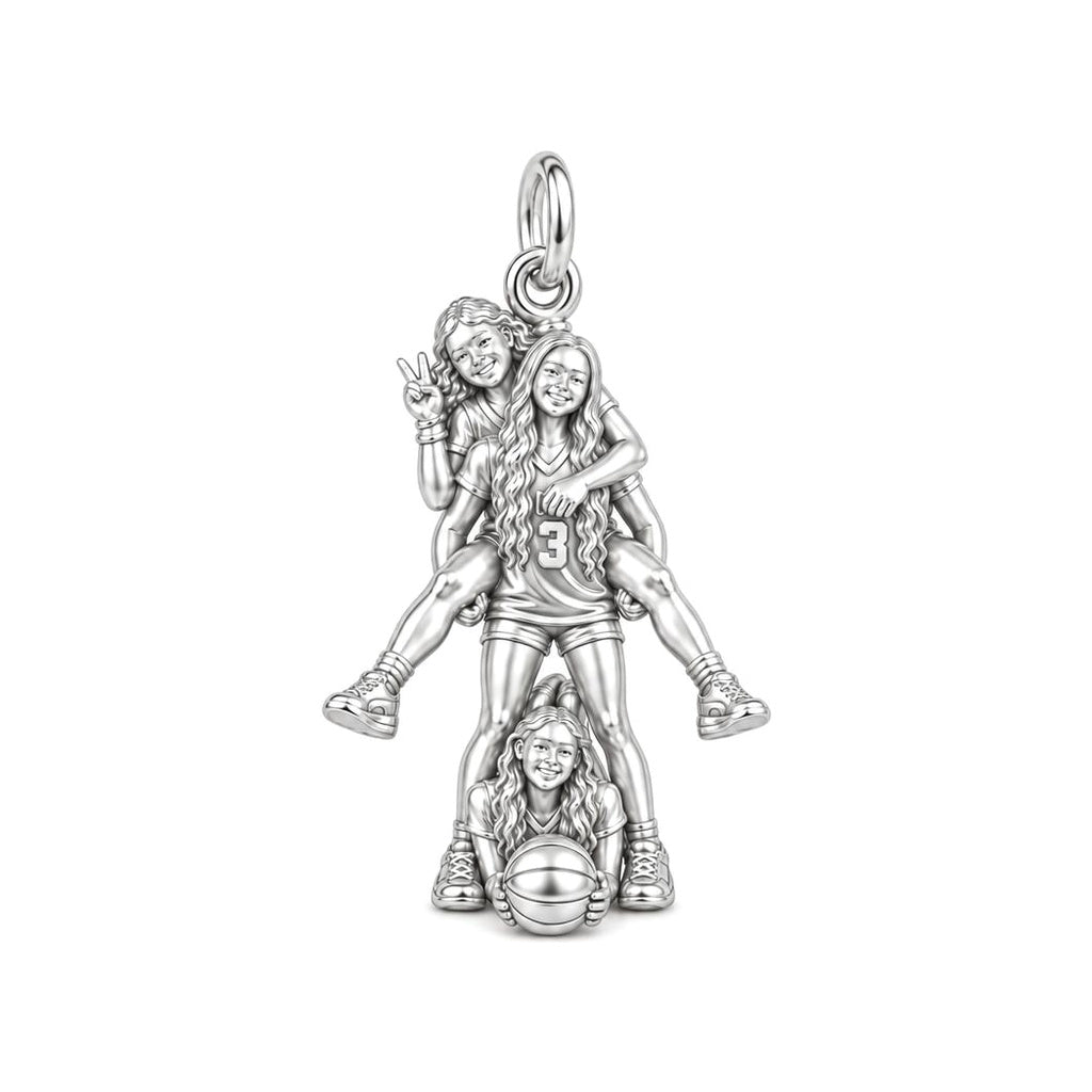 Teammate Sisterhood Charm Bracelet – Personalized Mom Gift – silver charm, front view