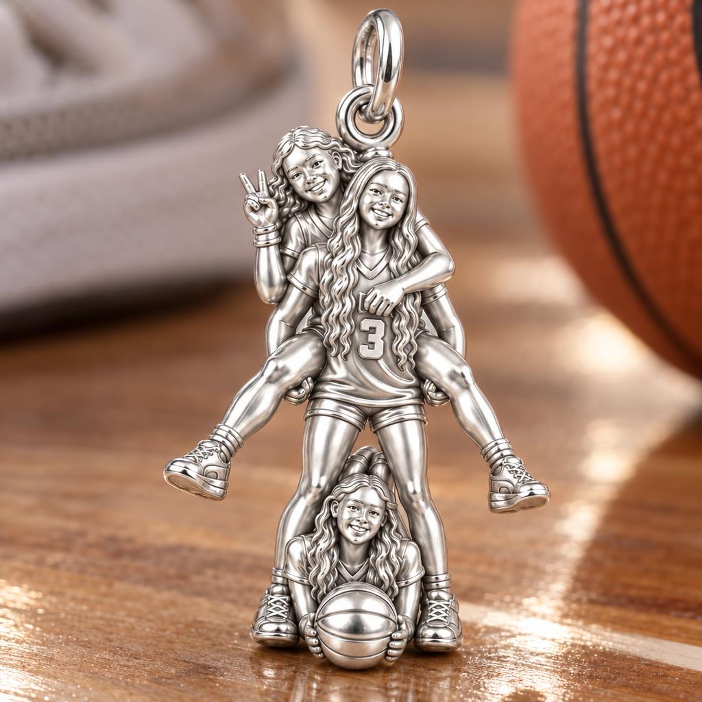 Teammate Sisterhood Charm Bracelet – Personalized Mom Gift – macro detail of the charm
