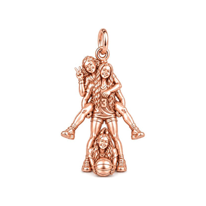 Teammate Sisterhood Charm Bracelet – Personalized Mom Gift – rose gold charm, front view