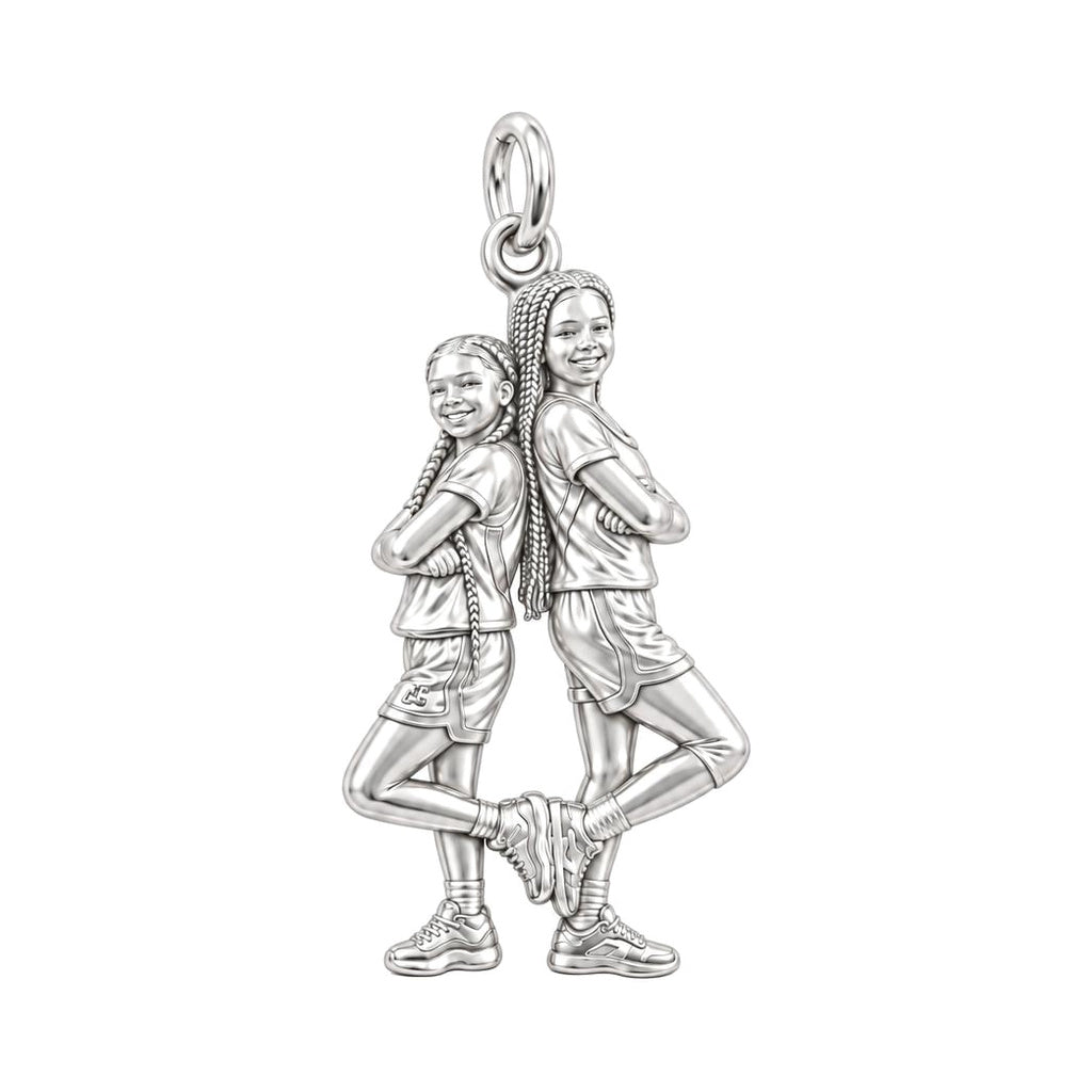 Teammates and Best Friends Charm Bracelet – Personalized Mom Gift – silver charm, front view