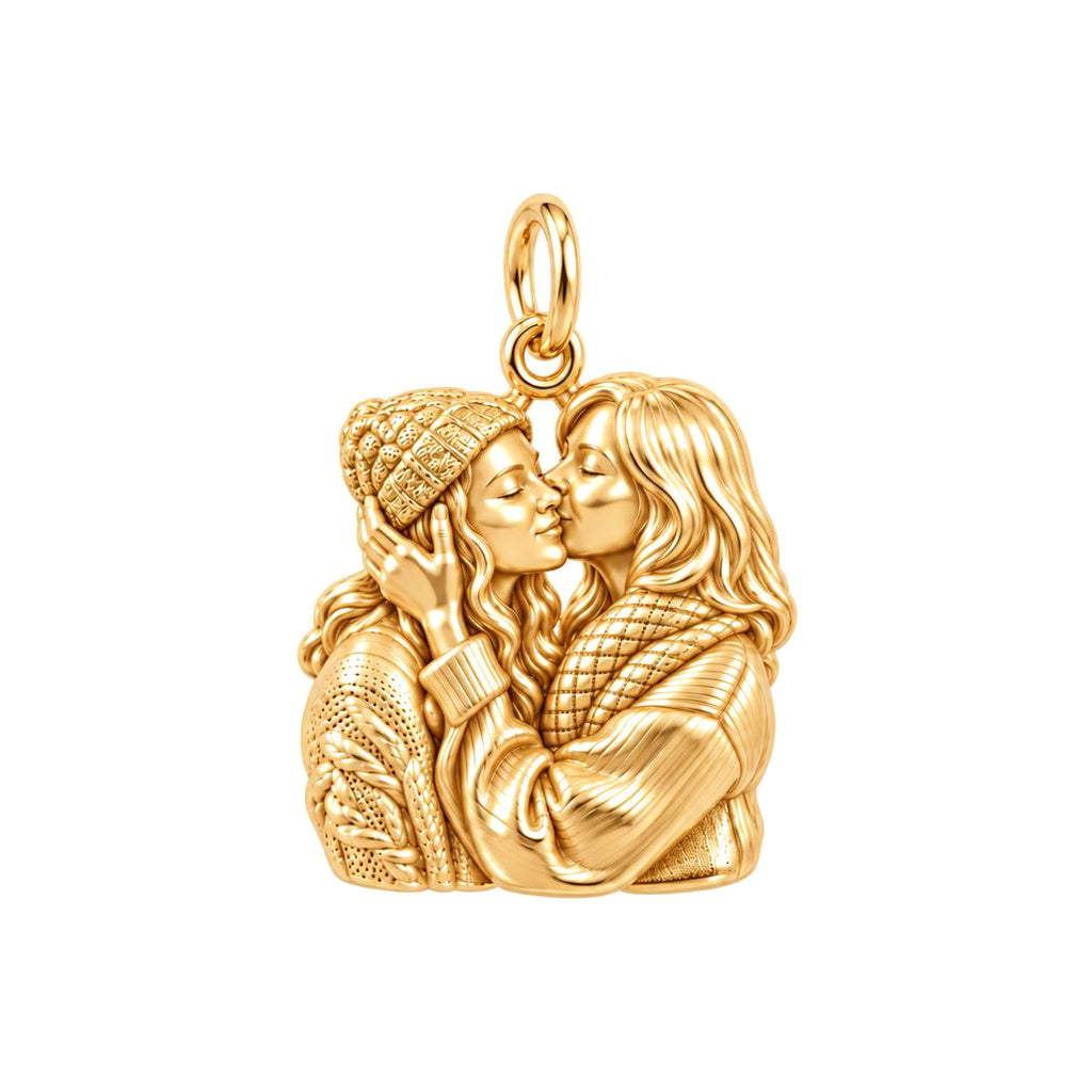 Tender Embrace Charm Bracelet – Personalized Couple Gift – 18K gold charm, front view