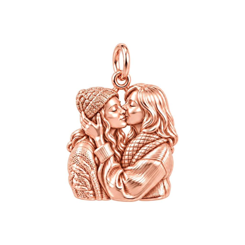 Tender Embrace Charm Bracelet – Personalized Couple Gift – rose gold charm, front view