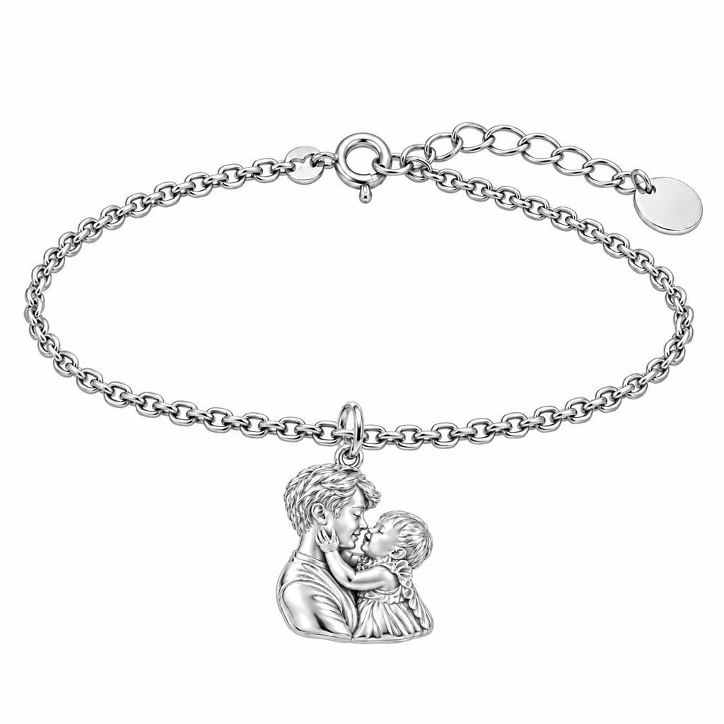 Tender Embrace Fatherhood Charm Bracelet Set – silver, front view
