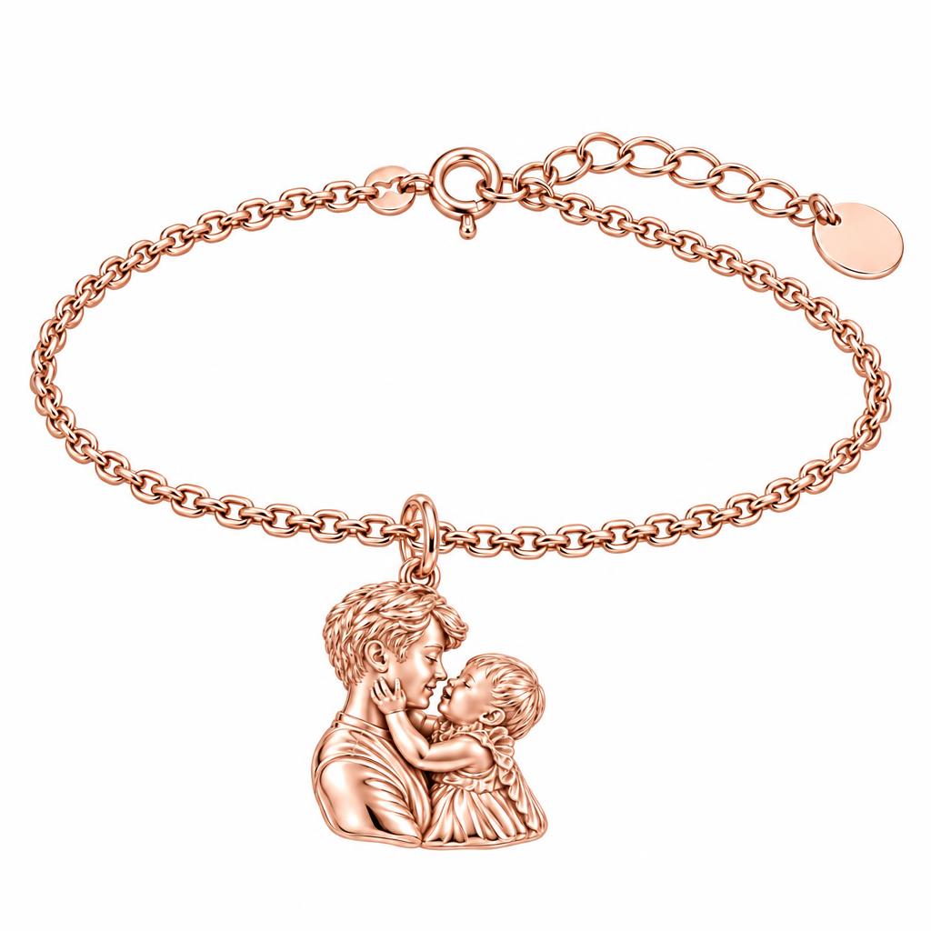 Tender Embrace Fatherhood Charm Bracelet Set – rose gold, front view