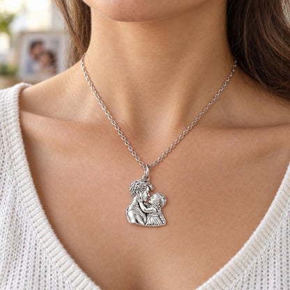 Tender Embrace Fatherhood Charm Necklace Set – worn / in use
