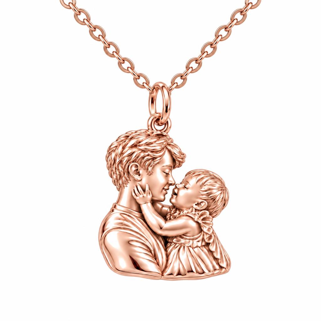 Tender Embrace Fatherhood Charm Necklace Set – rose gold, front view