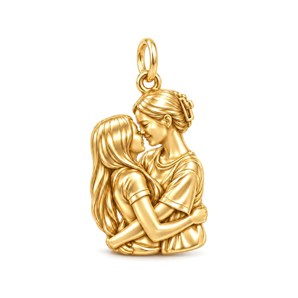 Tender Embrace Lesbian Couple Charm Bracelet – Personalized Lover Gift – 18K gold charm, front view