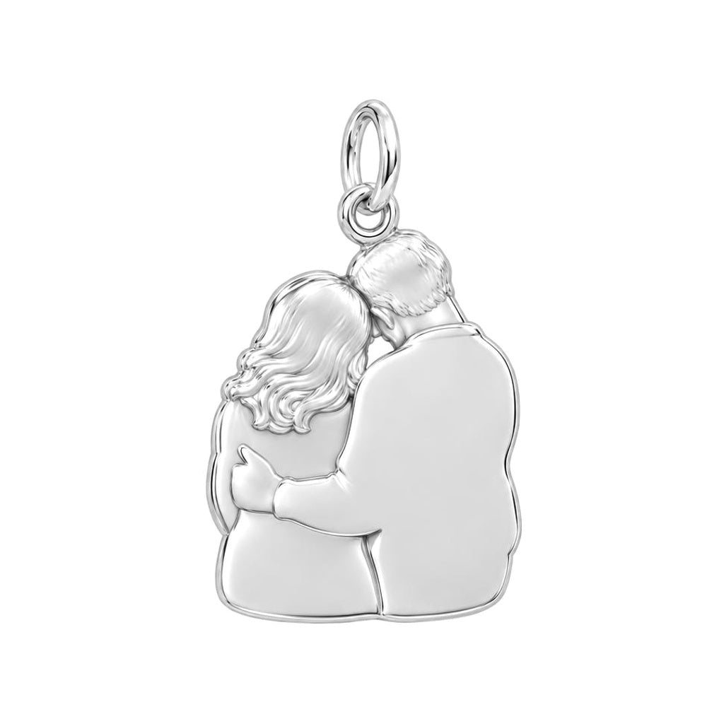 Tender Embrace Photo Charm Bracelet – Personalized Couple Gift – back of the charm, engraving area