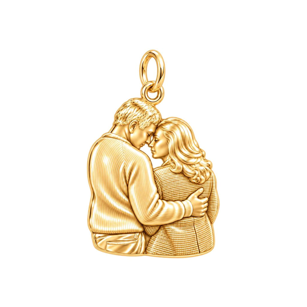 Tender Embrace Photo Charm Bracelet – Personalized Couple Gift – 18K gold charm, front view