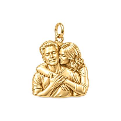 Tender Embrace Photo Charm Bracelet – Personalized Couple Gift – 18K gold charm, front view