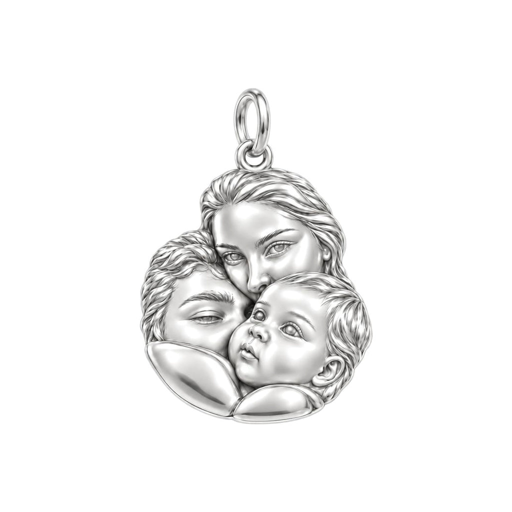 Tender Family Portrait Charm Bracelet – Personalized Mom Gift – silver charm, front view