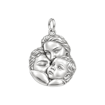 Tender Family Portrait Charm Bracelet – Personalized Mom Gift – silver charm, front view
