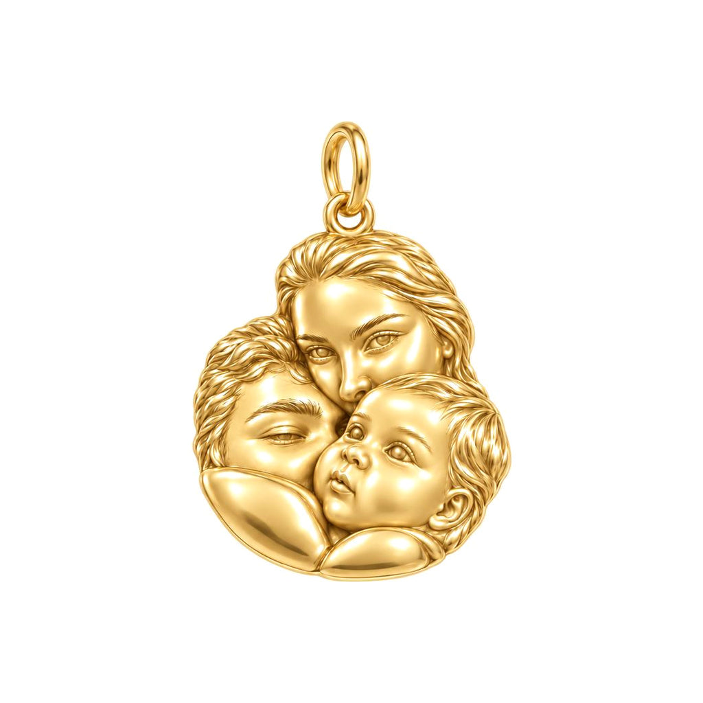 Tender Family Portrait Charm Bracelet – Personalized Mom Gift – 18K gold charm, front view