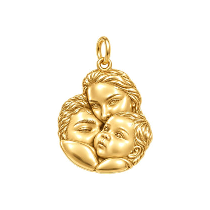 Tender Family Portrait Charm Bracelet – Personalized Mom Gift – 18K gold charm, front view