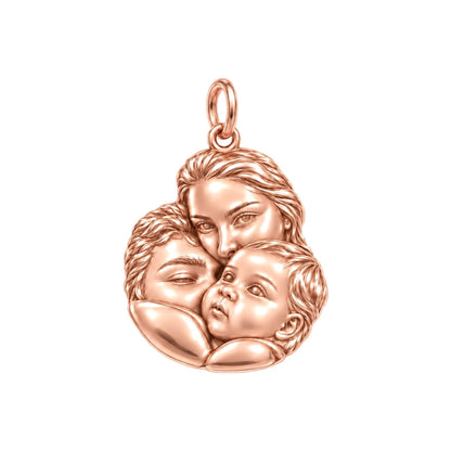 Tender Family Portrait Charm Bracelet – Personalized Mom Gift – rose gold charm, front view