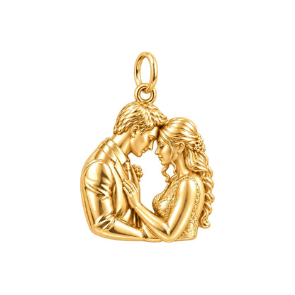 Tender Forehead Kiss Charm Bracelet – Personalized Couple Gift – 18K gold charm, front view