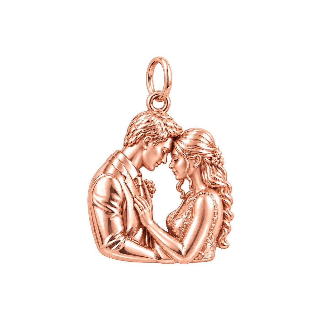 Tender Forehead Kiss Charm Bracelet – Personalized Couple Gift – rose gold charm, front view