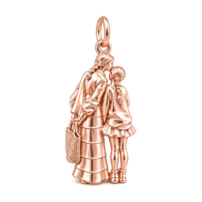 Tender Kiss and Connection Charm Bracelet – Personalized Mom Gift – rose gold charm, front view
