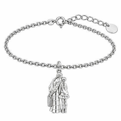 Tender Kiss and Connection Charm Bracelet Set – silver, front view