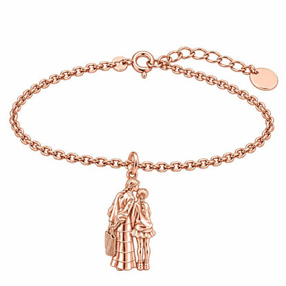 Tender Kiss and Connection Charm Bracelet Set – rose gold, front view