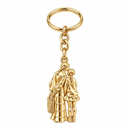 Tender Kiss and Connection Charm Keychain – 18K gold, front view