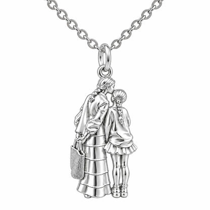 Tender Kiss and Connection Charm Necklace Set – silver, front view