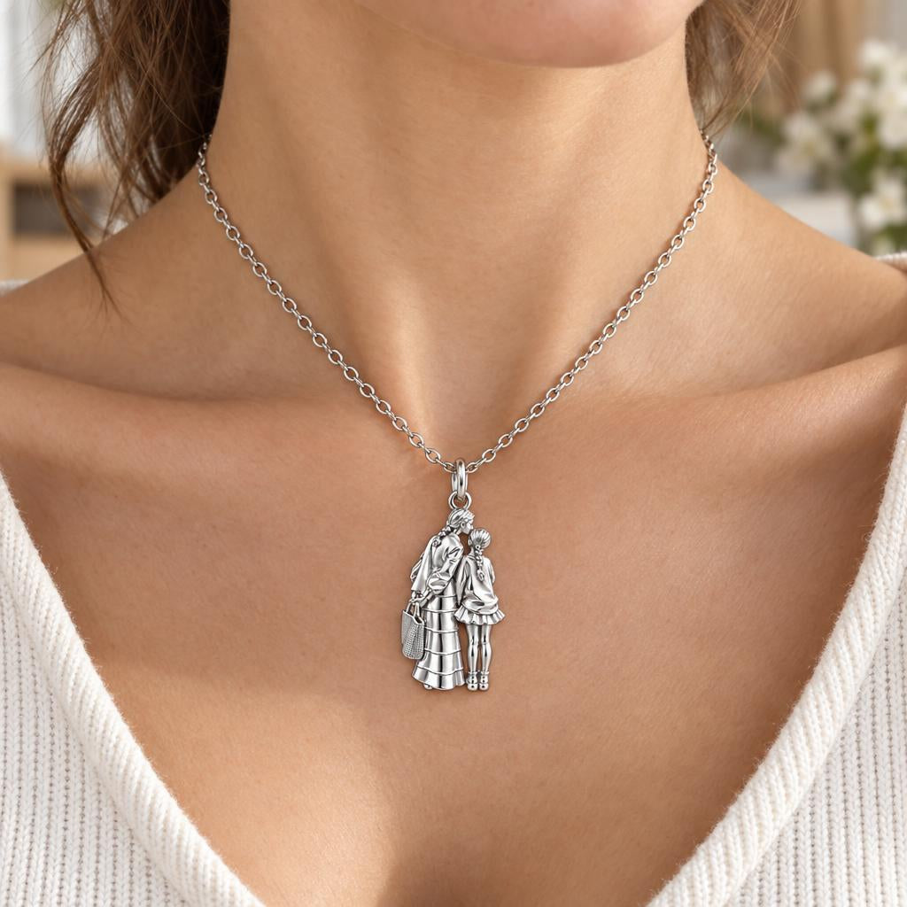 Tender Kiss and Connection Charm Necklace Set – worn / in use
