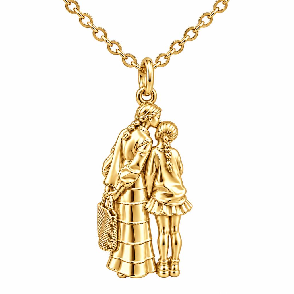 Tender Kiss and Connection Charm Necklace Set – 18K gold, front view