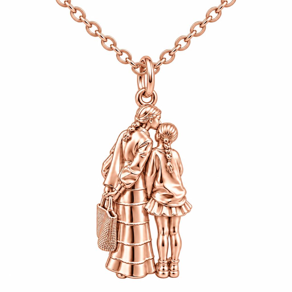 Tender Kiss and Connection Charm Necklace Set – rose gold, front view