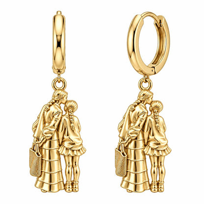 Tender Kiss and Connection Huggie Charm Earrings – 18K gold, front view