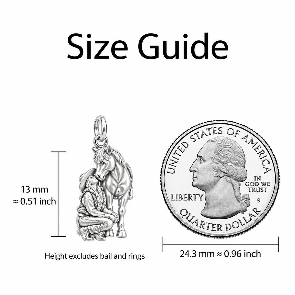 Tender Ranch Horse Charm Bracelet – Personalized Horse Mom Gift – size guide, 13 mm charm next to a quarter