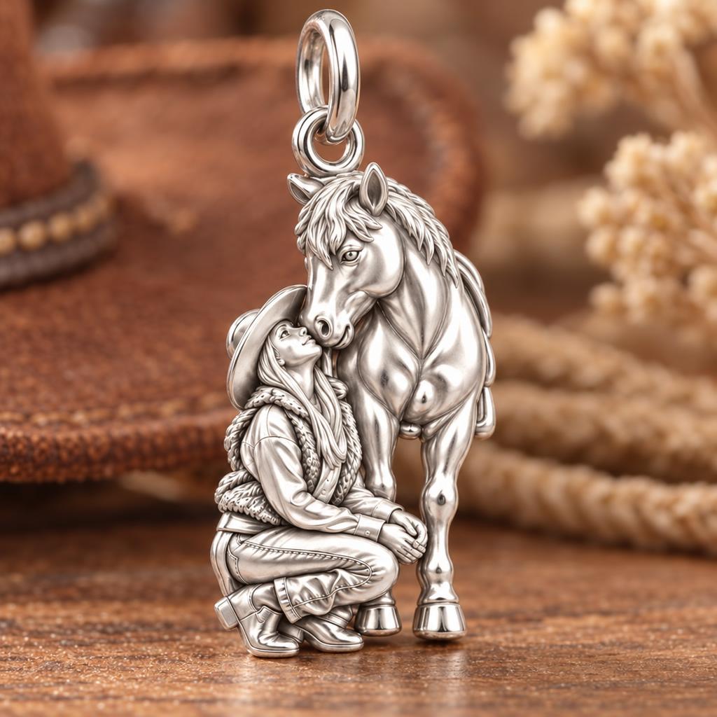 Tender Ranch Horse Charm Bracelet – Personalized Horse Mom Gift – macro detail of the charm
