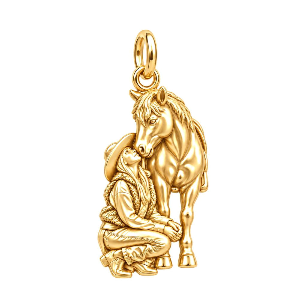 Tender Ranch Horse Charm Bracelet – Personalized Horse Mom Gift – 18K gold charm, front view