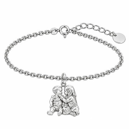 Tender Sibling Bond Charm Bracelet Set – silver, front view