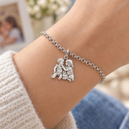 Tender Sibling Bond Charm Bracelet Set – worn / in use
