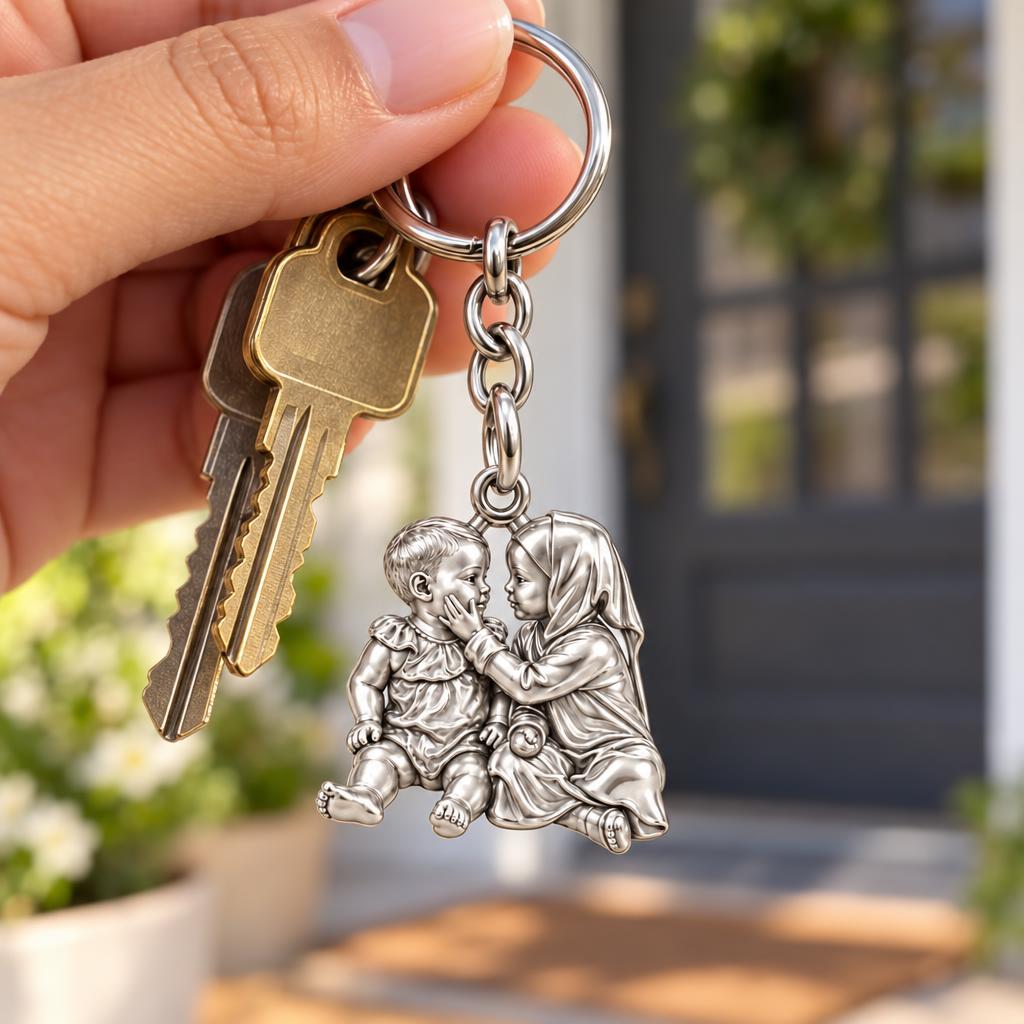Tender Sibling Bond Charm Keychain – worn / in use