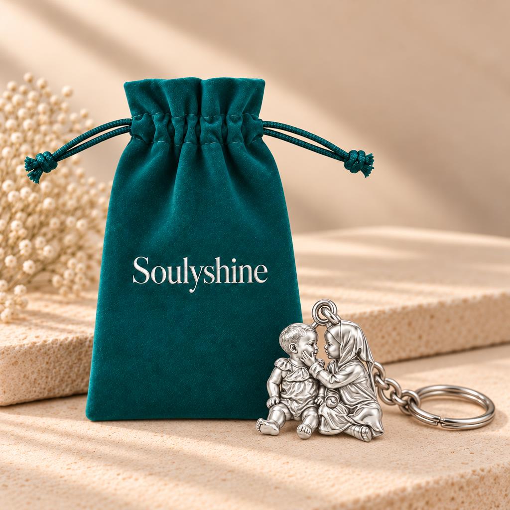 Tender Sibling Bond Charm Keychain – Soulyshine velvet gift pouch