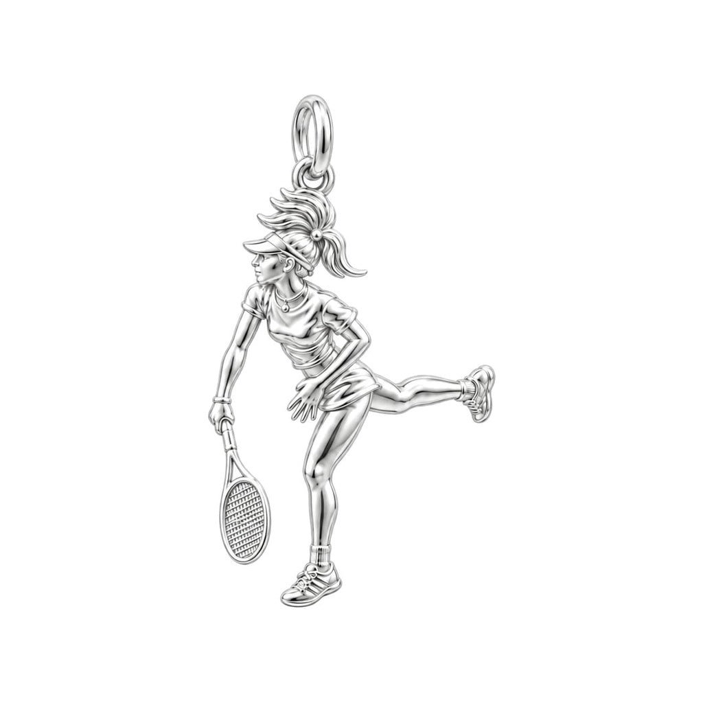 Tennis Lover Bracelet – Personalized Athlete Gift – silver charm, front view